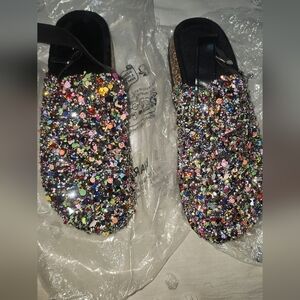 Bow mules flat shoes